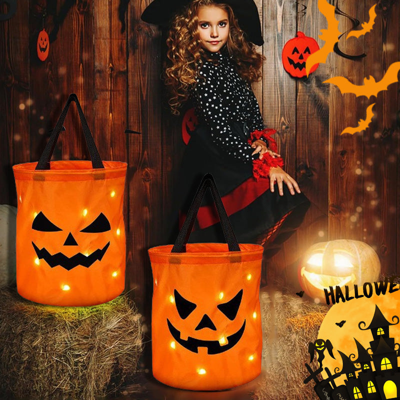 🎃🍬 👻 Halloween Leuchtende Kürbis-Süßigkeitentasche – Glow-in-the-Dark, weich & geräumig – Perfekt für Trick-or-Treat & Kostümfeste ✨