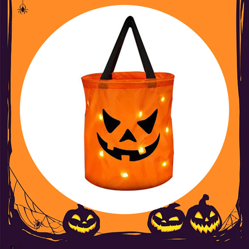 🎃🍬 👻 Halloween Leuchtende Kürbis-Süßigkeitentasche – Glow-in-the-Dark, weich & geräumig – Perfekt für Trick-or-Treat & Kostümfeste ✨