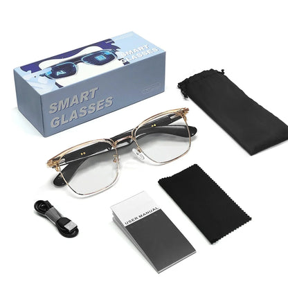 😎Intelligente Brille mit KI-Übersetzung, unterstützt 160 Sprachen und ChatGPT, mit integriertem Mikrofon und Hi-Fi-Lautsprechern