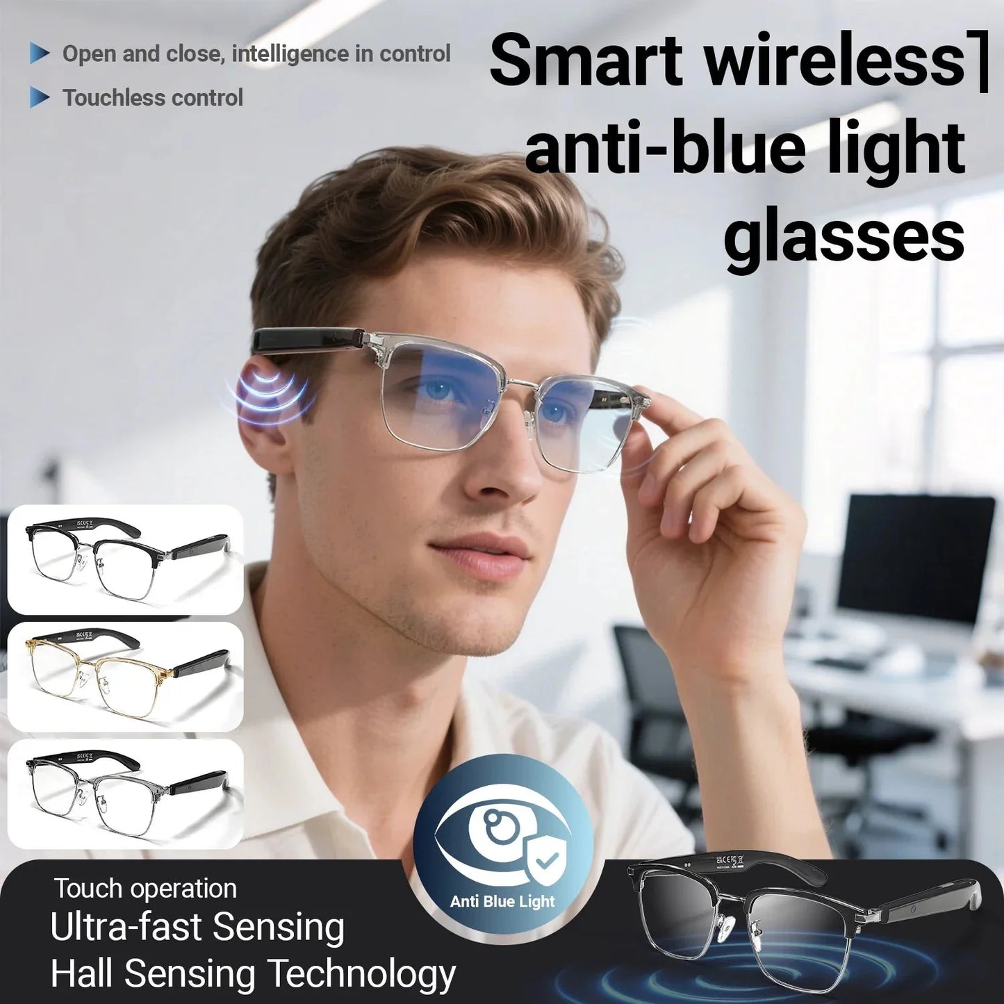 😎Intelligente Brille mit KI-Übersetzung, unterstützt 160 Sprachen und ChatGPT, mit integriertem Mikrofon und Hi-Fi-Lautsprechern