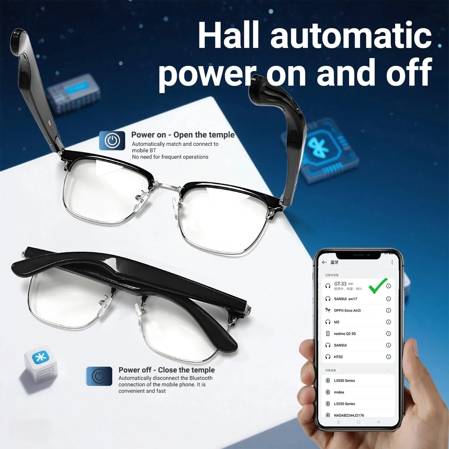 😎Intelligente Brille mit KI-Übersetzung, unterstützt 160 Sprachen und ChatGPT, mit integriertem Mikrofon und Hi-Fi-Lautsprechern