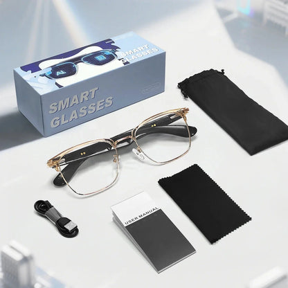 😎Intelligente Brille mit KI-Übersetzung, unterstützt 160 Sprachen und ChatGPT, mit integriertem Mikrofon und Hi-Fi-Lautsprechern