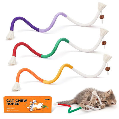 🐾🧶 Katzenspielzeug-Kauseile (3-teilig), sicheres Zahnreinigungsspielzeug für Katzenwelpen, beruhigendes interaktives Katzenspielzeug