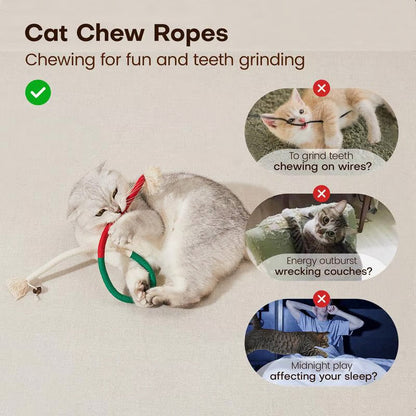 🐾🧶 Katzenspielzeug-Kauseile (3-teilig), sicheres Zahnreinigungsspielzeug für Katzenwelpen, beruhigendes interaktives Katzenspielzeug