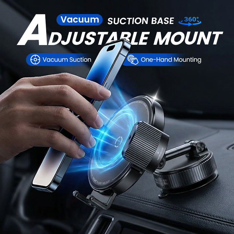 ✨💪Verstellbare magnetische Autohalterung mit Vakuum-Saugfuß, universeller, stabiler Magnet-Handyhalter, Auto-Innenausstattung