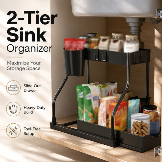 🥳HEISSER SALE 2026🥳💞50.000+ VERKAUFT!👵❤️  2-stufiger Auszugs-Unterspülbecken-Organizer