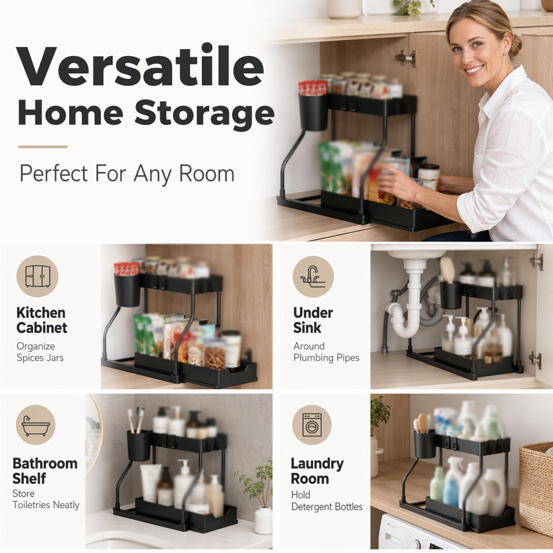 🥳HEISSER SALE 2026🥳💞50.000+ VERKAUFT!👵❤️  2-stufiger Auszugs-Unterspülbecken-Organizer
