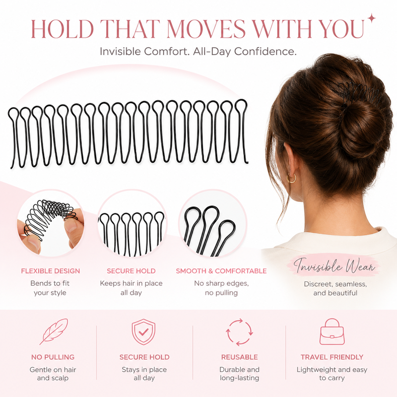 💇‍♀️✨ Flexibler Unsichtbar-Haarspangenkamm – unsichtbar, flexibel, rutschfest – für sofortigen, perfekten Halt! 🌟