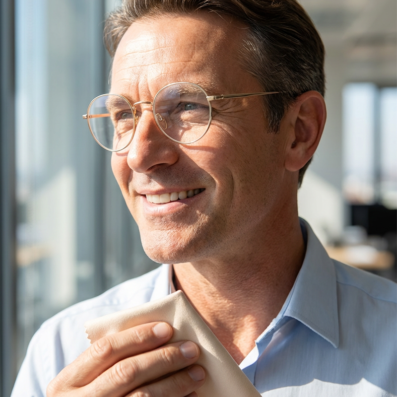 Mikrofasertuch mit Wildlederoptik zur Reinigung von Bildschirmen und Linsen