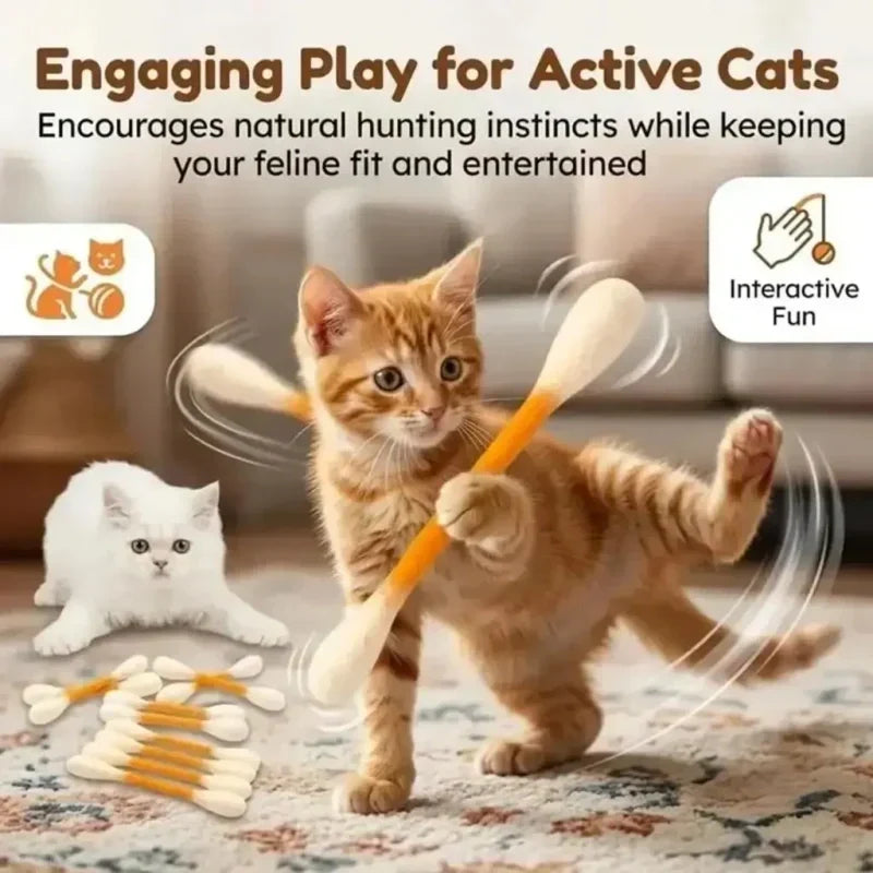 🥳HEISSER SALE 2026🥳💞50.000+ VERKAUFT!❤️🐱 Interaktives Wattestäbchen-Katzenspielzeug mit Katzenminze