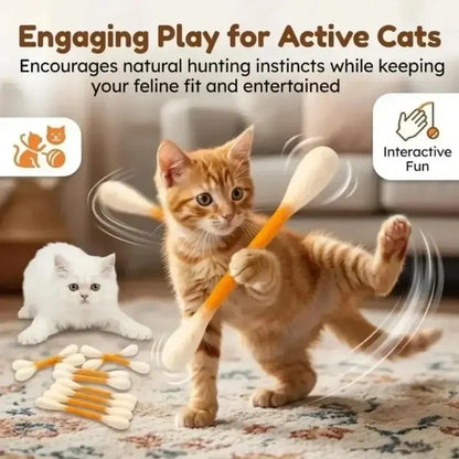 🥳HEISSER SALE 2026🥳💞50.000+ VERKAUFT!❤️🐱 Interaktives Wattestäbchen-Katzenspielzeug mit Katzenminze