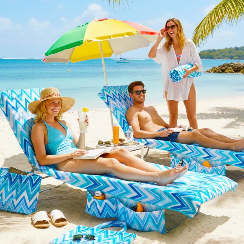 Lounge Chair Towel Cover with Pockets