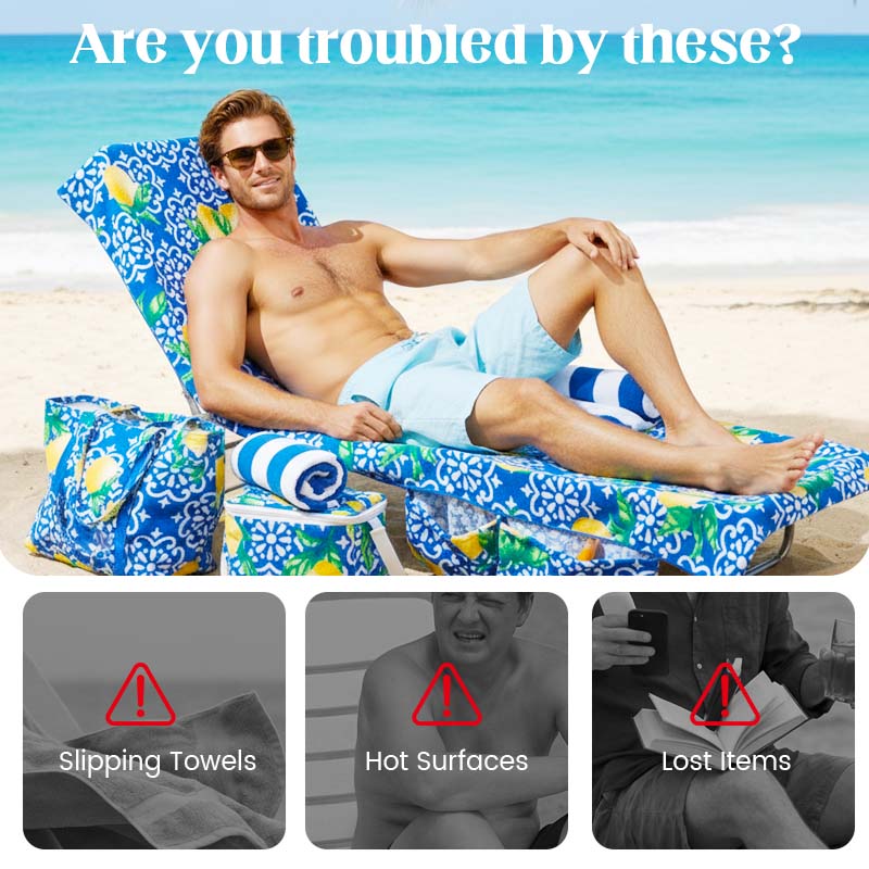 Lounge Chair Towel Cover with Pockets