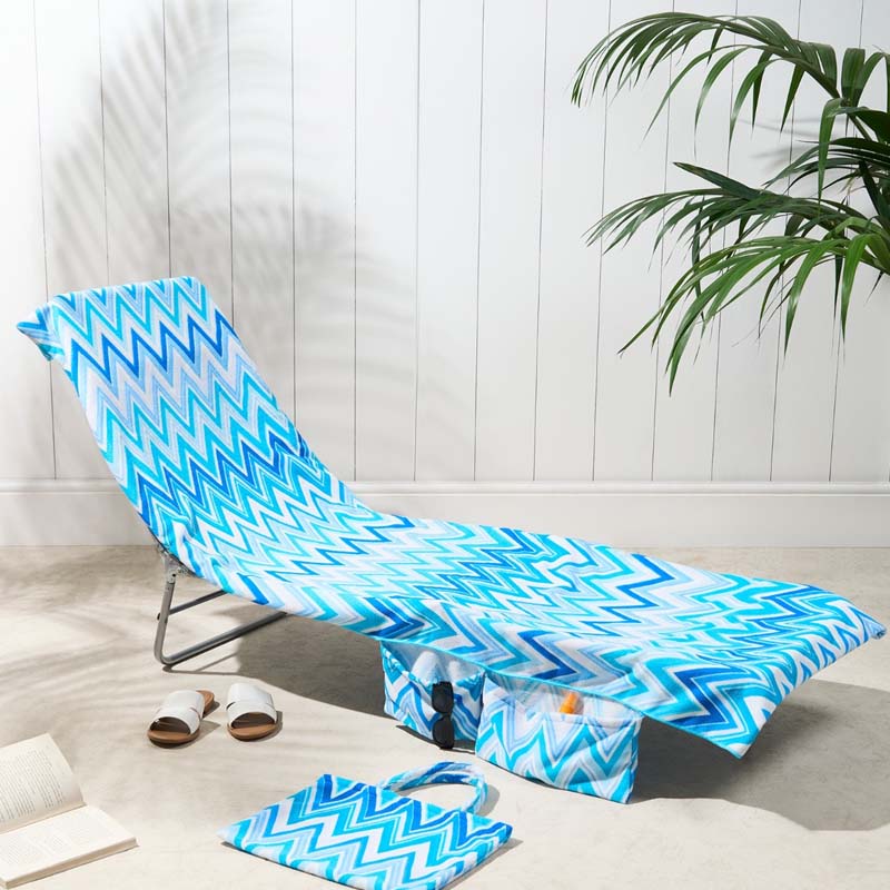 Lounge Chair Towel Cover with Pockets