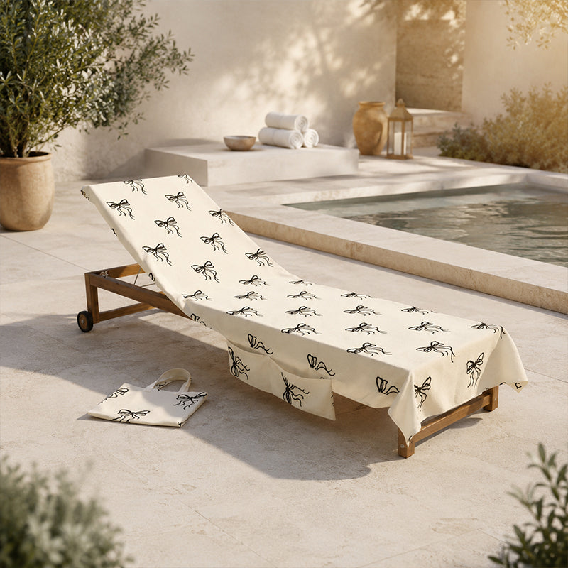 Lounge Chair Towel Cover with Pockets