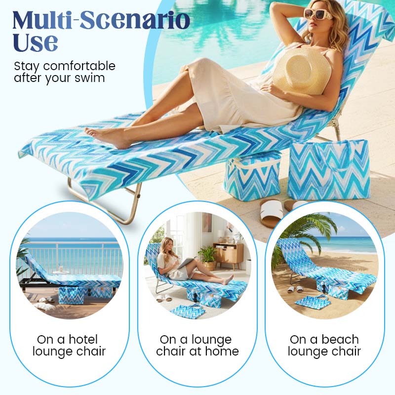 Lounge Chair Towel Cover with Pockets