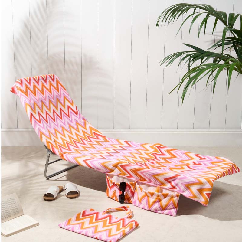 Lounge Chair Towel Cover with Pockets