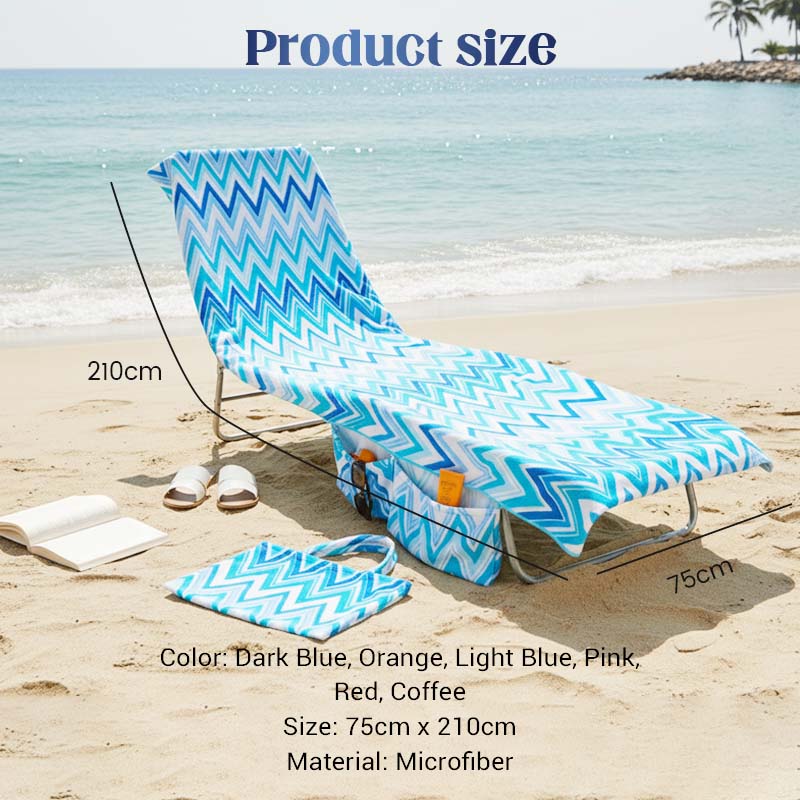 Lounge Chair Towel Cover with Pockets