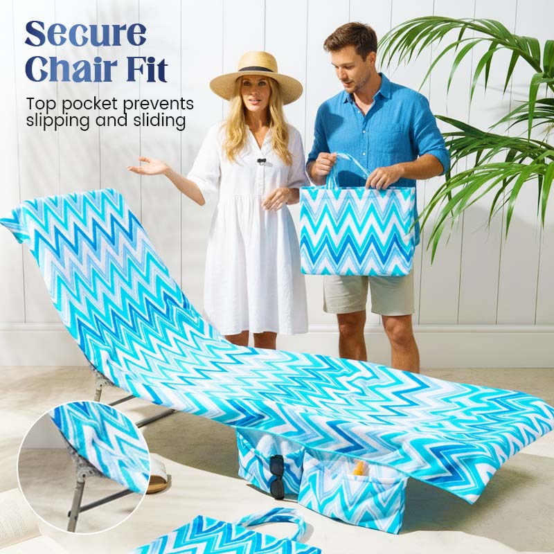 Lounge Chair Towel Cover with Pockets