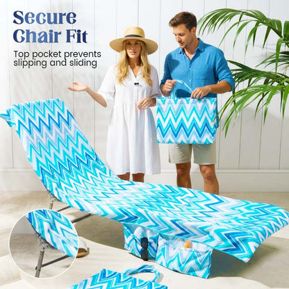 Lounge Chair Towel Cover with Pockets