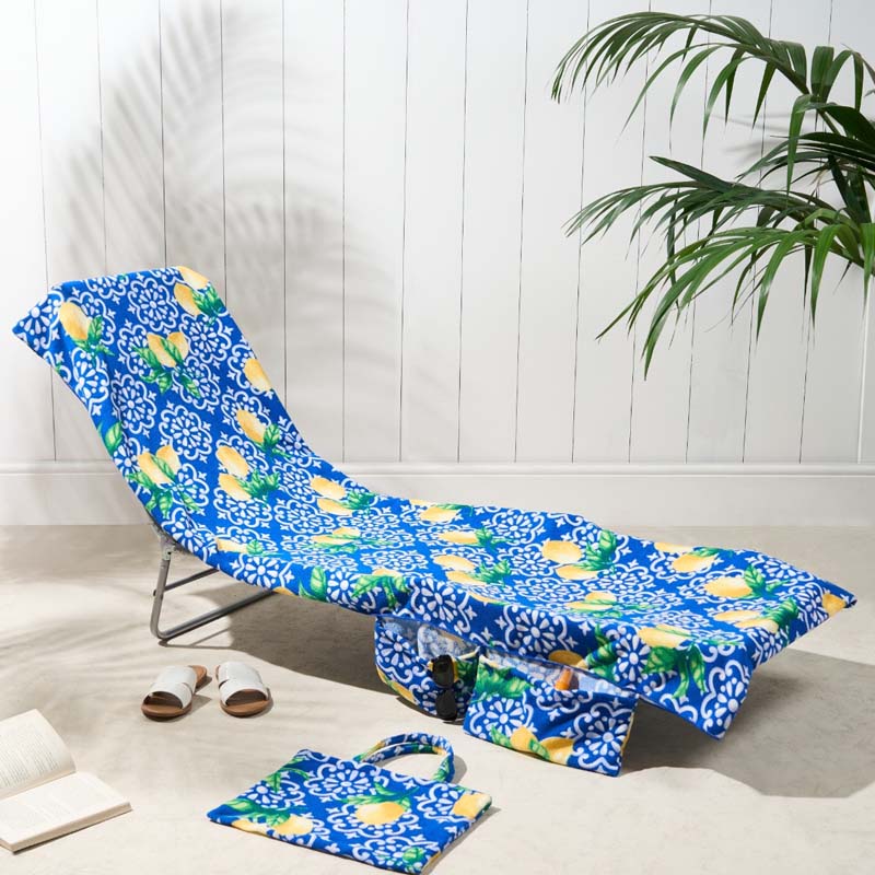 Lounge Chair Towel Cover with Pockets