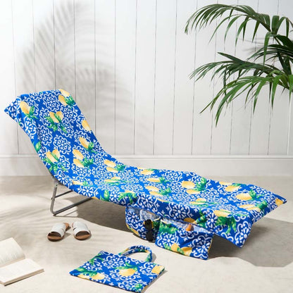 Lounge Chair Towel Cover with Pockets