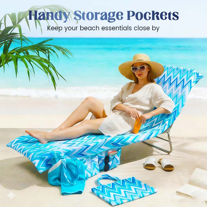 Lounge Chair Towel Cover with Pockets