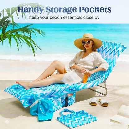 Lounge Chair Towel Cover with Pockets