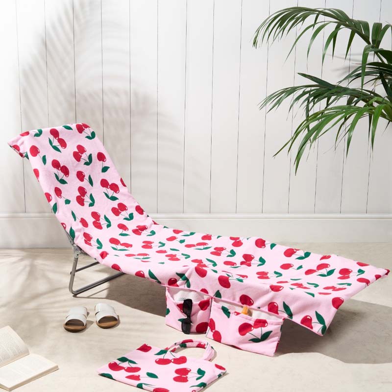 Lounge Chair Towel Cover with Pockets