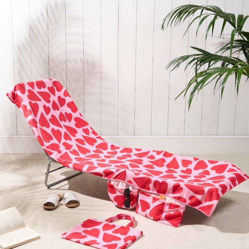 Lounge Chair Towel Cover with Pockets