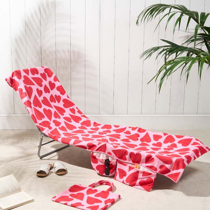 Lounge Chair Towel Cover with Pockets