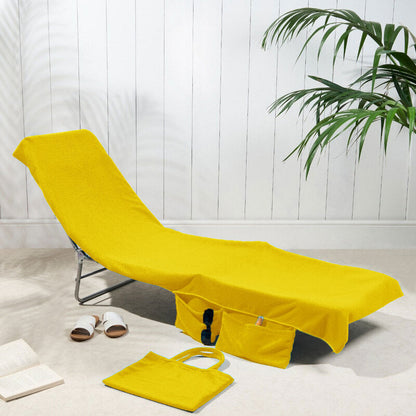 Lounge Chair Towel Cover with Pockets