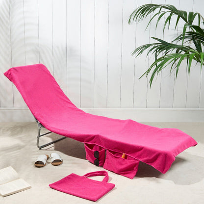 Lounge Chair Towel Cover with Pockets