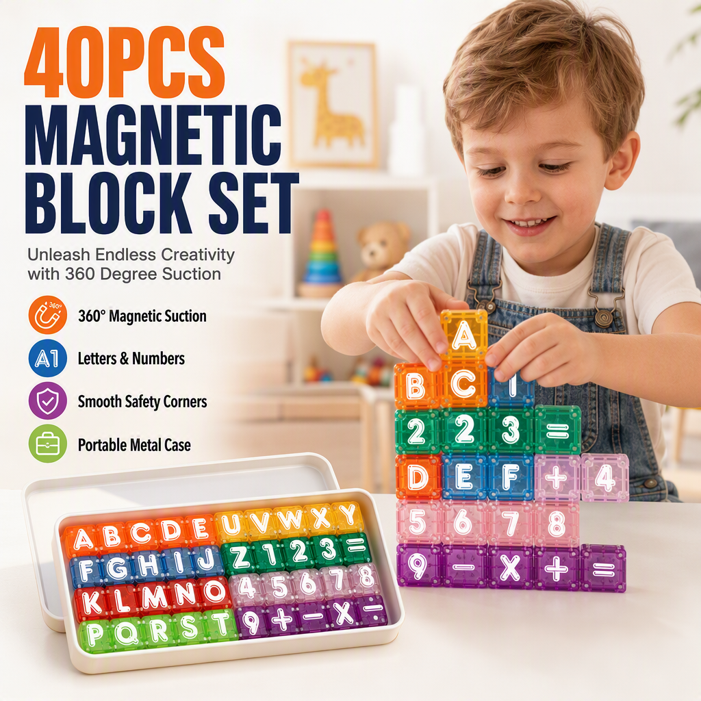 ⏳Zeitlich begrenztes Angebot⏳ 🧲 Magnetwürfel Kinder Lernspielzeug – Kein Frust, voller Lernspaß! 🎉 40 Teile, 360° Magnet, Buchstaben & Zahlen 🌟 Limitiertes Angebot ⏳