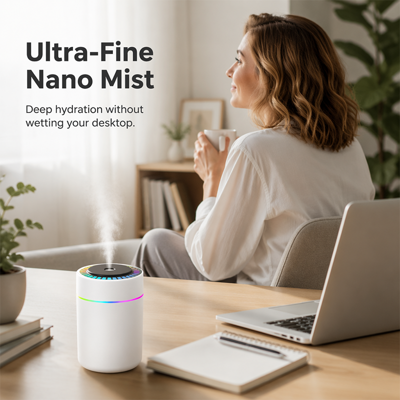 Mini-USB-Luftbefeuchter mit buntem Licht für Schlafzimmer und Auto