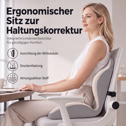 🪑 💆 Ergonomisches Sitzkissen aus Memory-Schaum – Integrierte Rückenstütze, orthopädisch & vielseitig – Ideal für Bürostuhl, Auto & Homeoffice ✨