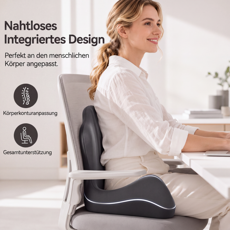 🪑 💆 Ergonomisches Sitzkissen aus Memory-Schaum – Integrierte Rückenstütze, orthopädisch & vielseitig – Ideal für Bürostuhl, Auto & Homeoffice ✨