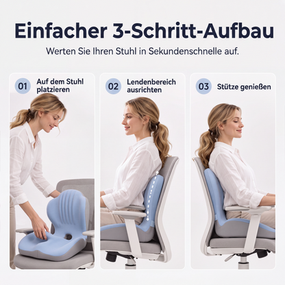 🪑 💆 Ergonomisches Sitzkissen aus Memory-Schaum – Integrierte Rückenstütze, orthopädisch & vielseitig – Ideal für Bürostuhl, Auto & Homeoffice ✨