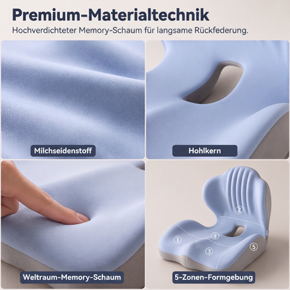 🪑 💆 Ergonomisches Sitzkissen aus Memory-Schaum – Integrierte Rückenstütze, orthopädisch & vielseitig – Ideal für Bürostuhl, Auto & Homeoffice ✨