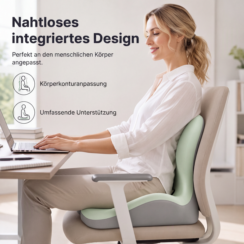 🪑 💆 Ergonomisches Sitzkissen aus Memory-Schaum – Integrierte Rückenstütze, orthopädisch & vielseitig – Ideal für Bürostuhl, Auto & Homeoffice ✨