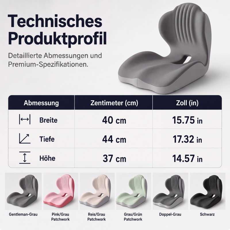 🪑 💆 Ergonomisches Sitzkissen aus Memory-Schaum – Integrierte Rückenstütze, orthopädisch & vielseitig – Ideal für Bürostuhl, Auto & Homeoffice ✨