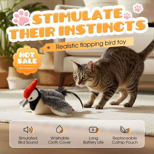 🐱 50% RABATT!⏰ Elektrisches Plüschspielzeug für Katzen mit Geräuschen, fördert Jagdinstinkt & sorgt für Spielspaß 🐦