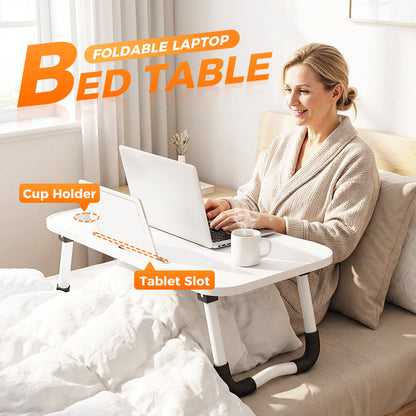 Foldable Laptop Bed Table with Cup Holder