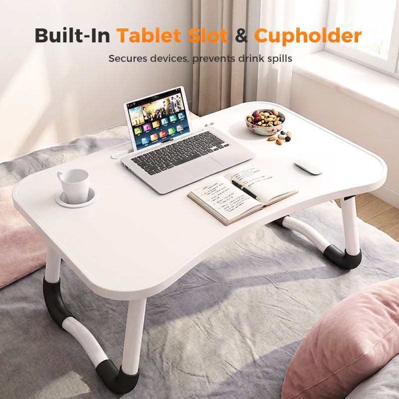 Foldable Laptop Bed Table with Cup Holder