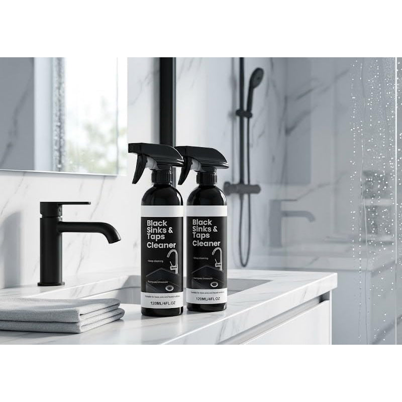 🚿2 kaufen1 gratis🔥Spray für schwarze Waschbecken und Wasserhähne, Spray zur Entfernung hartnäckiger Wasserflecken