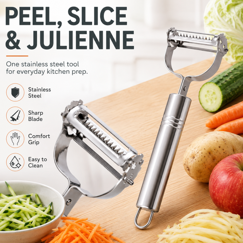 2-in-1 Edelstahl-Schäler und Julienne-Schneider