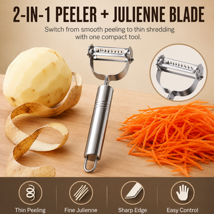 2-in-1 Edelstahl-Schäler und Julienne-Schneider