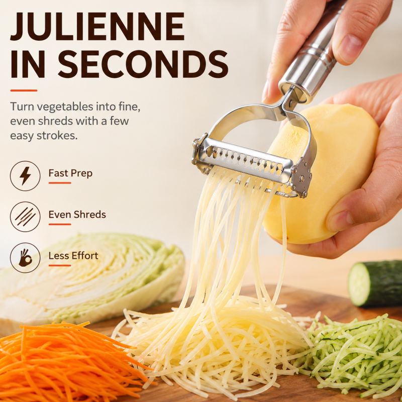 2-in-1 Edelstahl-Schäler und Julienne-Schneider