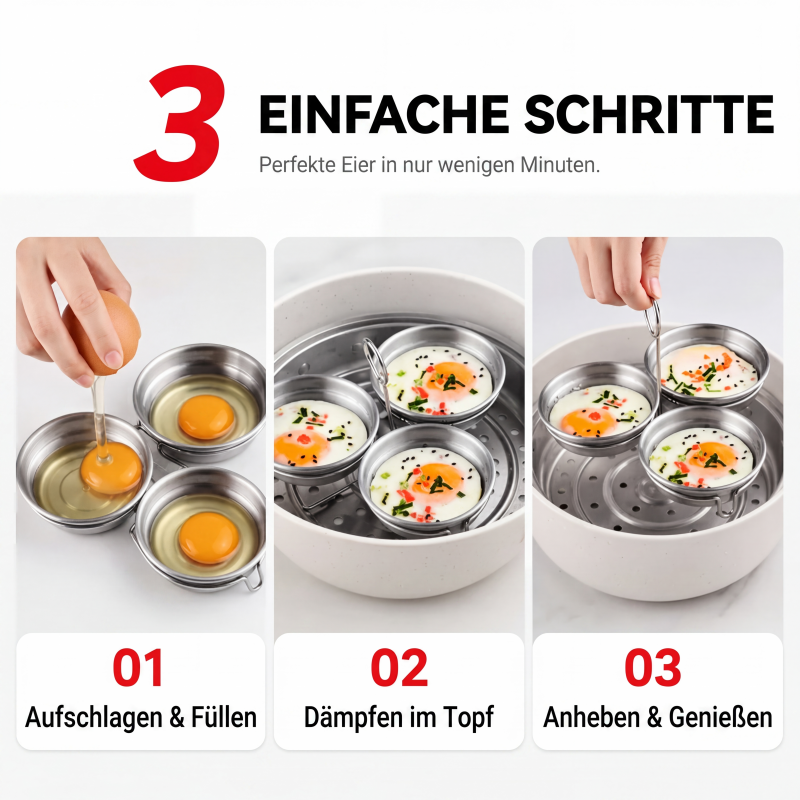 📢📢50% RABATT NU!! ⏰3-in-1-Edelstahl-Pochierform für Eier