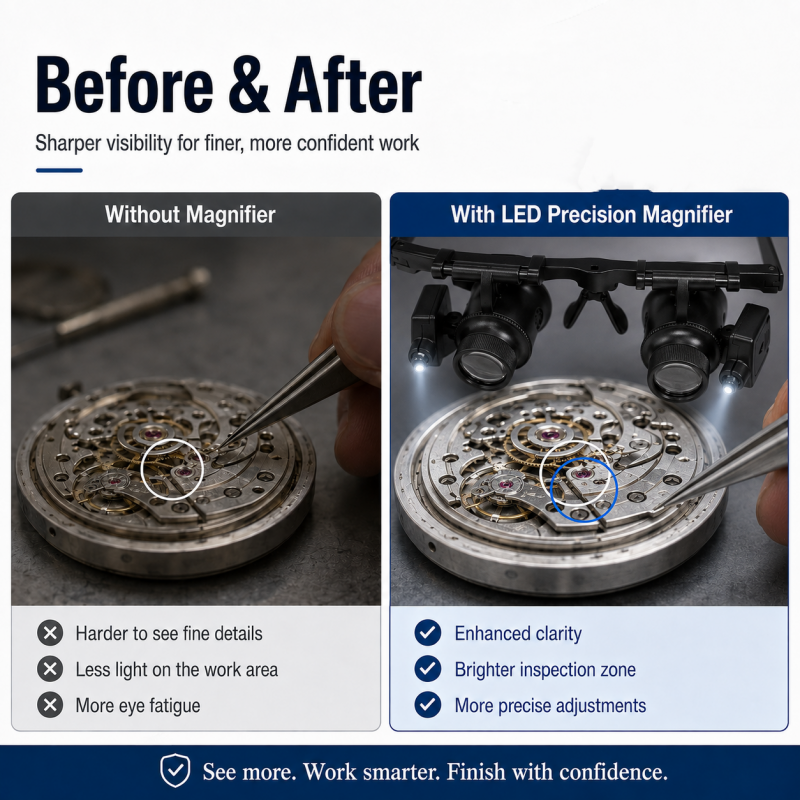 🛠️🔍 Nie wieder müde Augen und schlechte Beleuchtung! Die ultimative 25-fache Vergrößerungsbrille mit einstellbarer Dual-LED-Beleuchtung zeigt Uhren, Schmuck und Elektronik gestochen scharf.